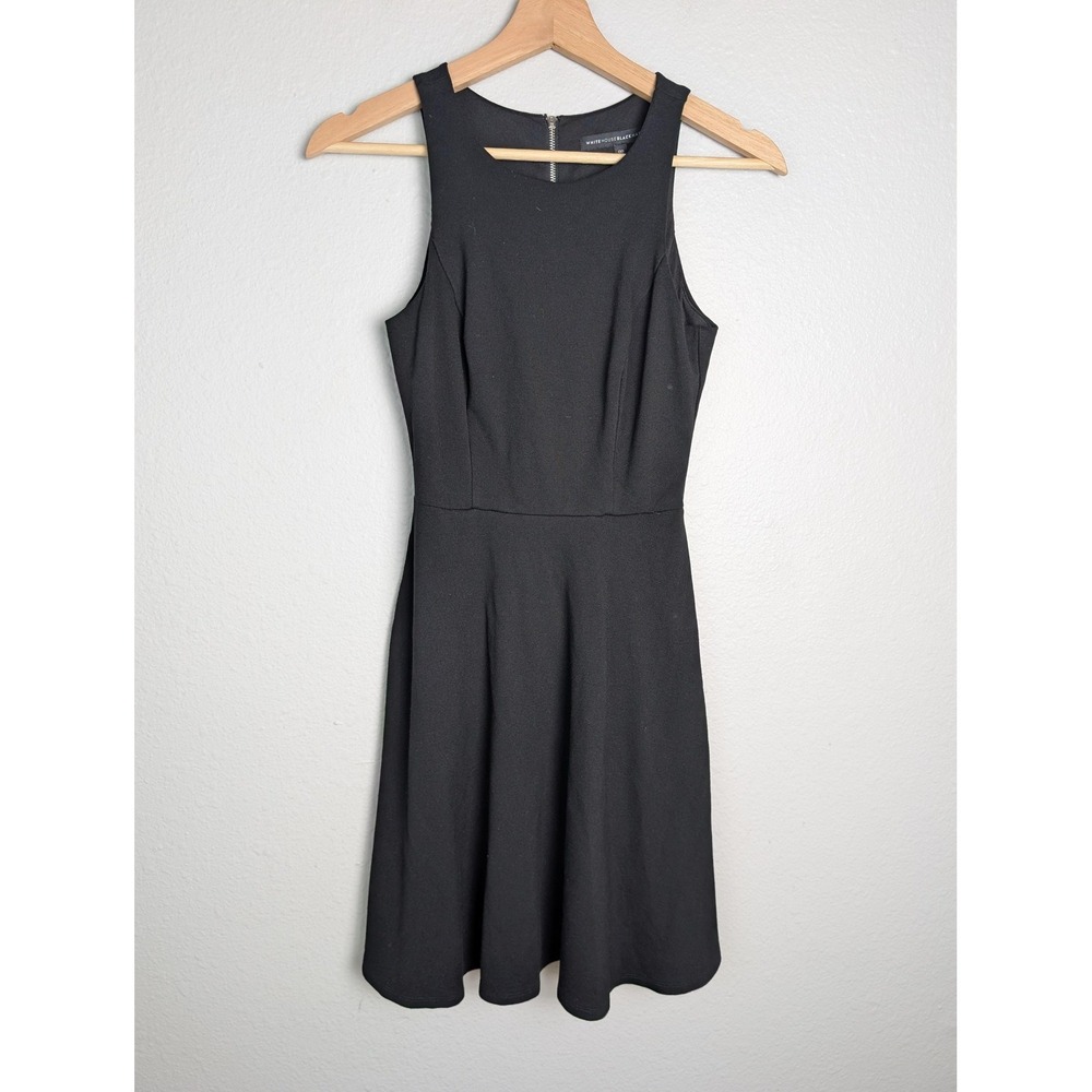 White House Black Market Dress Womens 00 Black Knee Length Fit & Flare Lined Zip